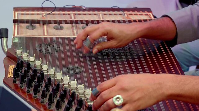 Middle Eastern Qanun Player, Arabic Music Instrument