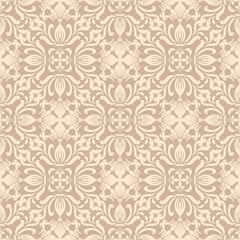 Elegant Beige Damask Seamless Pattern. Vector design for Sophisticated Decorative Design . .