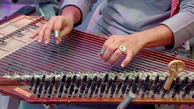 Middle Eastern Qanun Player, Arabic Music Instrument