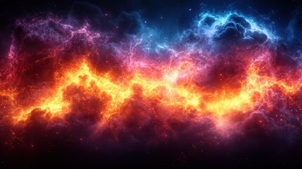 Naklejka premium Fiery, swirling energy clashes with icy, blue energy in a dynamic, abstract composition