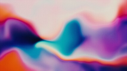 Abstract blurred spots in vibrant purple, pink, blue, orange, and white, resembling watercolor or fog, on a light background, digital noise and grain texture, chaotic amorphous shapes, minimalistic st