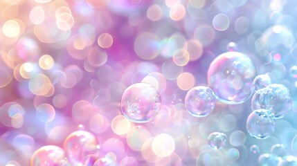 A pink and blue abstract background with iridescent bubbles.