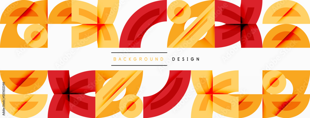 Aufkleber Abstract geometric background with shapes, featuring circular and rounded elements. Bold contrast, smooth gradients, dynamic composition, futuristic style