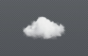 Vector realistic cloud, smoke or fog on isolated transparent background. Cloud png. Smoke png