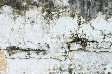 Grungy weathered concrete wall with cracks and stains, exuding a raw, aged texture background