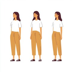 Obraz premium A large group of women in stylish , a flat vector illustration isolated on a white background. Hand-drawn doodle style