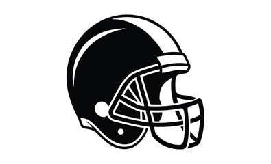 American football helmet silhouette, sports safety gear vector icon