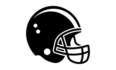 American football helmet silhouette, sports safety gear vector icon
