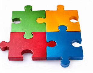 Obraz premium colorful puzzle pieces on white background for creative concepts isolated on white background