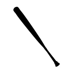 Black silhouette of a baseball bat, ideal for sports logos, icons, or minimalist designs. Represents baseball, softball, training, or tournaments. Vector isolated on white