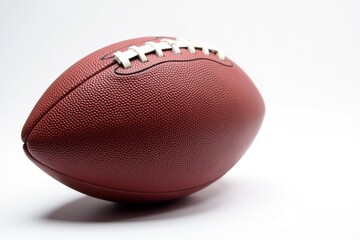 Close-up of an American football on white background, game day, play