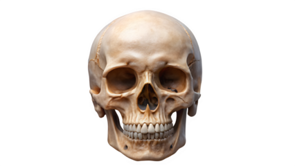 Realistic Human Skull PNG on Transparent Background for Anatomy and Halloween Design