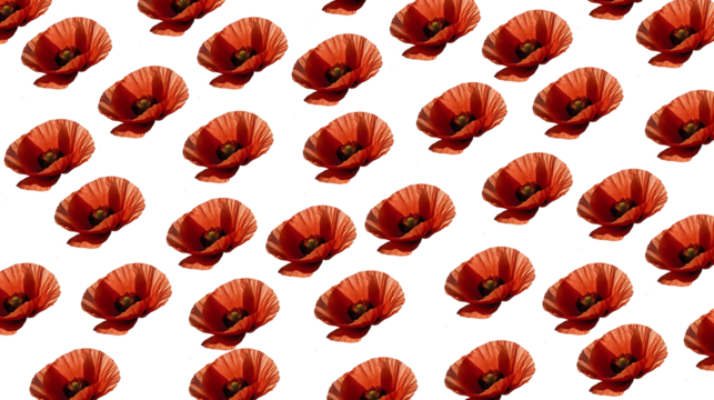 Red Poppies PNG pattern. Symbolic Remembrance Design with Soft Bokeh - Powered by Adobe