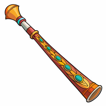 cartoon clarinet orange teal musical instrument clip art preview