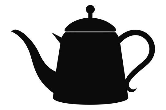 recommend clip art: A black and white silhouette  of a kettle, tea pot, boiling kettle silhouette illustration