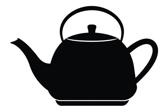 recommend clip art: A black and white silhouette  of a kettle, tea pot, boiling kettle silhouette illustration