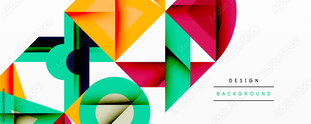 Poster Minimal geometric abstract background. Circle square and triangle design