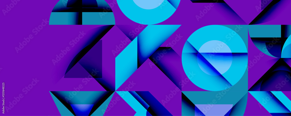 Aufkleber Minimal geometric abstract background. Circle square and triangle design