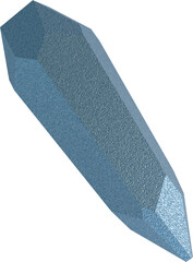 Blue angular crystal with matte textured surface. Abstract faceted shape resembling a mineral ideal for digital design, sci-fi themes, and modern 3D artworks