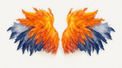 Naklejka premium Fiery Blue Wings on White Background.