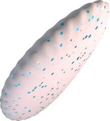 Smooth pink abstract oval form with blue dot accents. Organic soft shape ideal for futuristic digital art, tech backgrounds, and modern design visuals