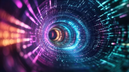 Obraz premium Futuristic digital tunnel swirling data lines