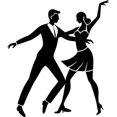 Black silhouette of a dancing couple