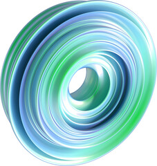 Metallic torus shape sculpture reflective grey smooth surface organic circular form digital artwork modern abstract design elegant stylish three-dimensional futuristic object isolated white background