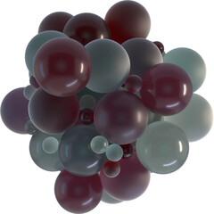 Dense cluster of red and green spheres with matte and glossy surfaces. Organic 3D arrangement perfect for digital abstract art and futuristic design compositions.