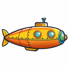 submarine on white background
