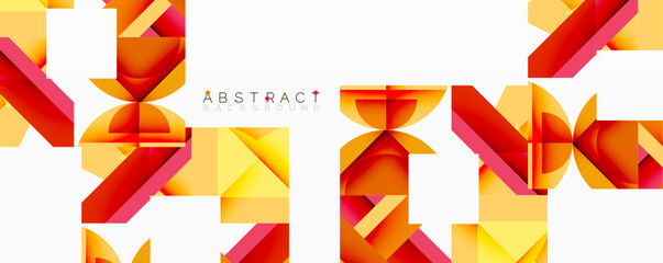 Circles, semi circles, squares and round triangles. Geometric mosaic style pattern abstract background for wallpaper, banner, backdrop, card, book Illustration, landing page