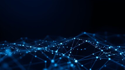 Obraz premium Data technology background. Abstract background. Connecting dots and lines on dark background. 3D rendering. 4k