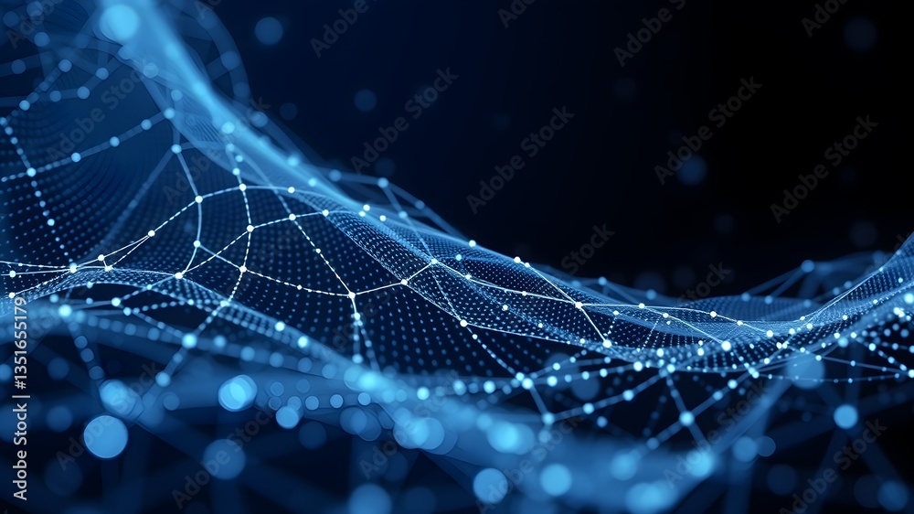 Wall mural data technology background. abstract background. connecting dots and lines on dark background. 3d re