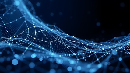 Data technology background. Abstract background. Connecting dots and lines on dark background. 3D rendering. 4k