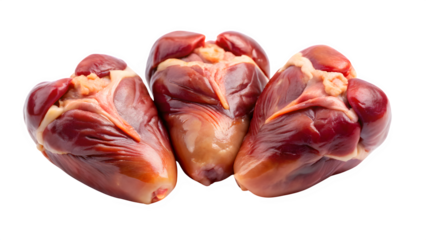 Fresh Raw Chicken Hearts Isolated on Transparent Background – Organ Meat for Cooking and Pet Food
