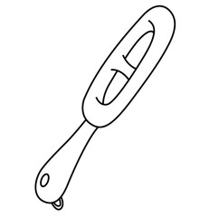 Cute cartoon hand drawn vector Luggage scales  coloring page.