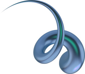 Fototapeta premium Smooth glossy metallic blue abstract shape twisting elegantly forming a fluid looped curve creating sense of motion and artistic flow in futuristic digital rendering illustration