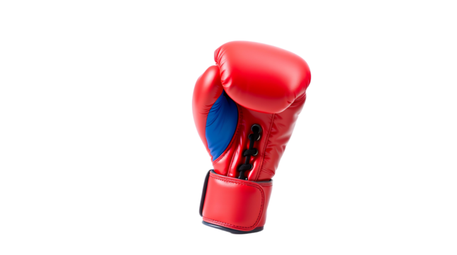 Photo of red boxing glove isolated on transparent background