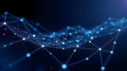 Obraz premium Data technology background. Abstract background. Connecting dots and lines on dark background. 3D rendering. 4k