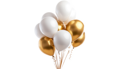 golden and white balloon isolated on white background