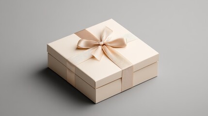 Elegant cream gift box with a satin ribbon bow