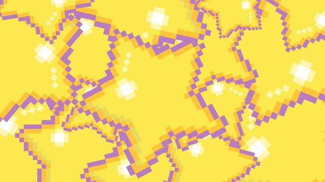 ドット絵の星が降るトランジション,ピクセルアート,黄色,背景透過