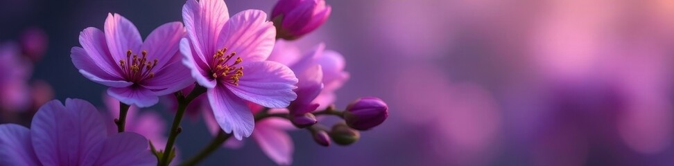 Fototapeta premium Dense violet blooms, soft focus, romantic feel, stock, dreamy