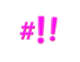 Pink Hashtag and Exclamation Marks