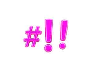 Pink Hashtag and Exclamation Marks