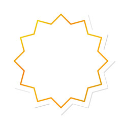 White border with shiny golden frame and place for text. Poligonal form. Vector illustration. Isolated on white.