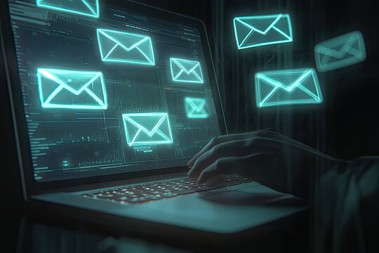 Email phishing attack on laptop