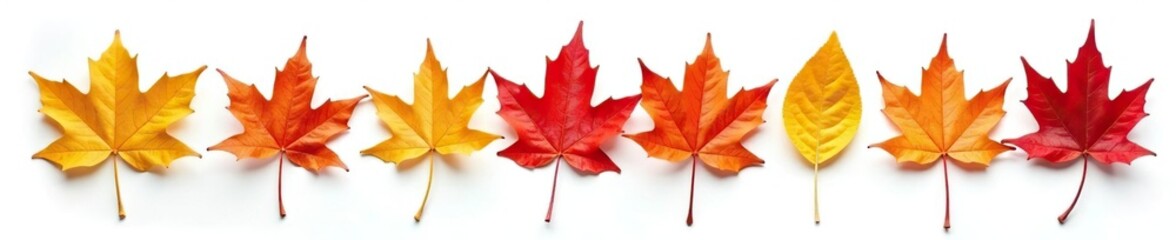 Sprigs of autumn leaves isolated on white background, stems, , foliage