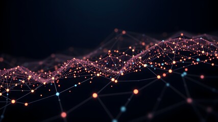 Obraz premium Data technology background. Abstract background. Connecting dots and lines on dark background. 3D rendering. 4k