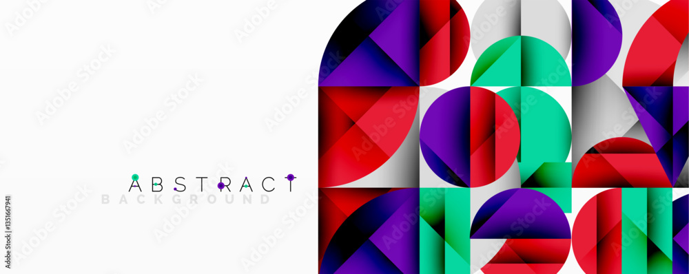 Aufkleber Abstract geometric design with intersecting circles, triangles, squares and sharp angles creating a layered composition with gradients, depth, and contrast